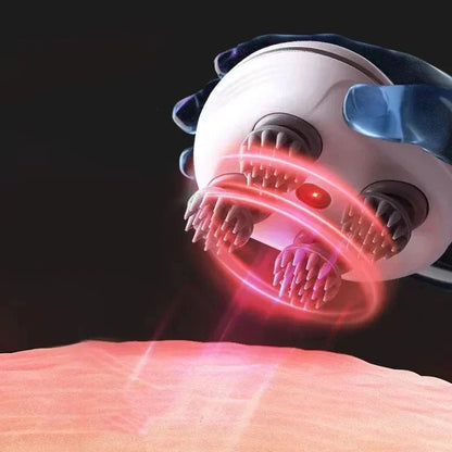 Elektrisches Kopfmassagegerät mit rotierenden Silikon Aufsätzen und Vibration zur Kopfhaut-Entspannung